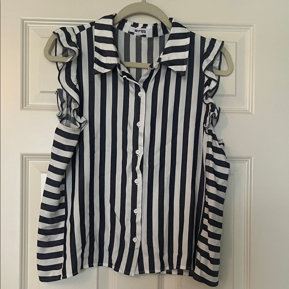 BB Dakota Navy & White Striped Button Down Shirt